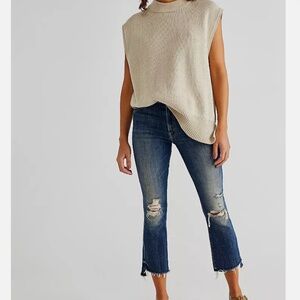 MOTHER jeans insider crop step fray Wicked Wildflower size 26